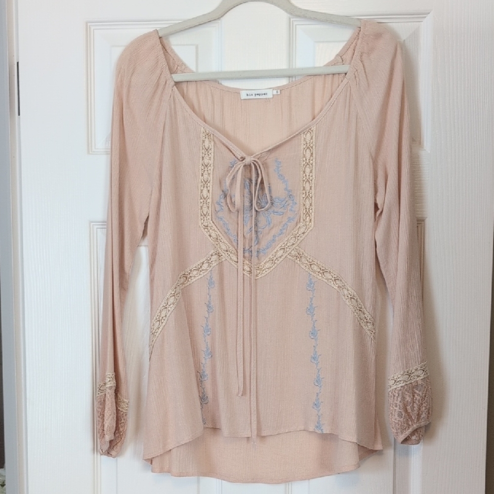 Blu Pepper Blush Lace Blouse